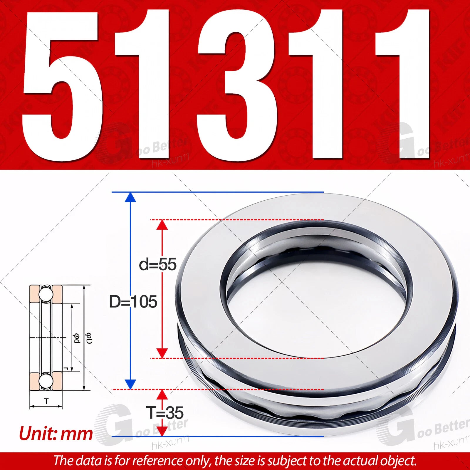 Plane Axial Ball Bearing Thrust Bearings F2-6M - F13-22M- 51100 - 51413 Series