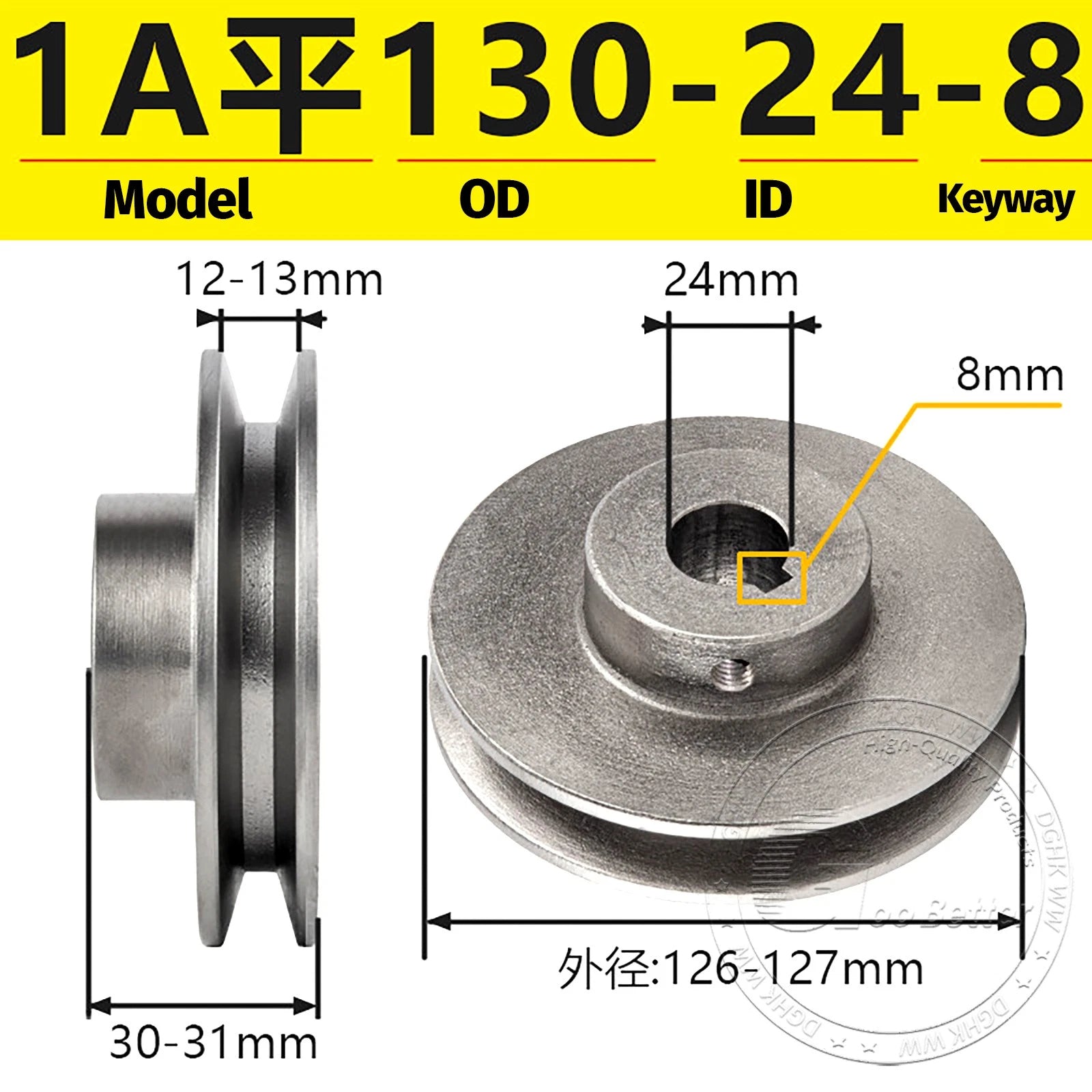 Cast Iron Drive Pulley Single Groove 1A Flat For A/V Belt Pulley OD 50mm-130mm