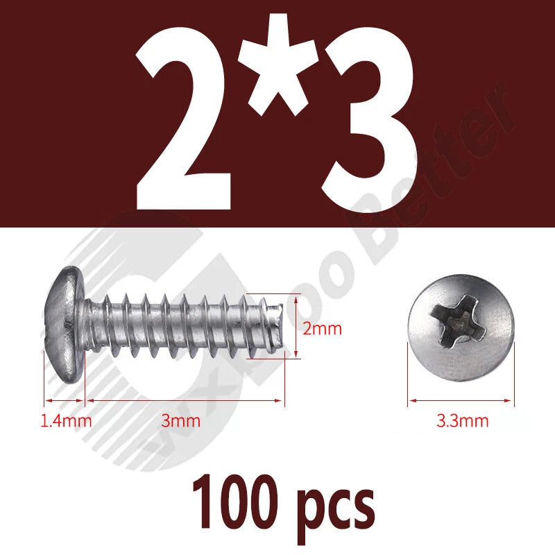 Pan Head Sheet Metal Screws Metric M1~M6 A2 Stainless Steel Sheet Metal Screws