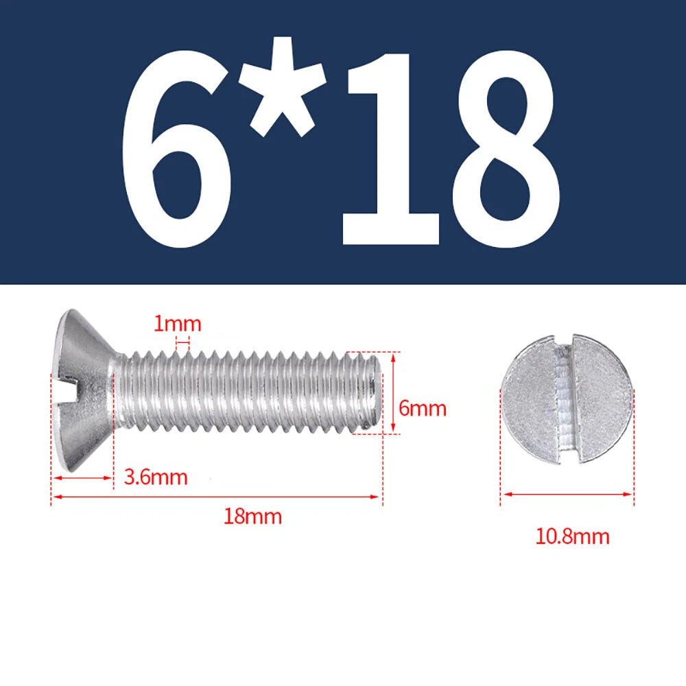 M1.6–M8 A2 Stainless Steel Flat Head Slotted Machine Screws | Countersunk Bolts