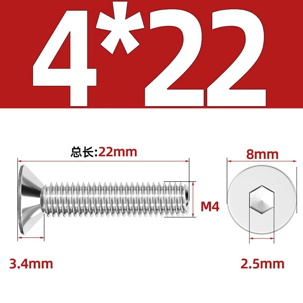 Countersunk Hex Socket Screws – A2 Stainless Steel, M2 to M16, DIN 7991, Fully Threaded
