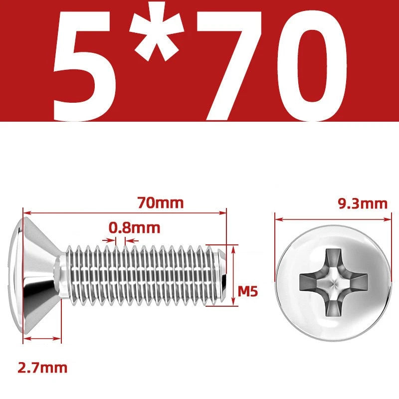 Phillips Oval Head Machine Screws Stainless Steel — M1.6 to M10, All Sizes