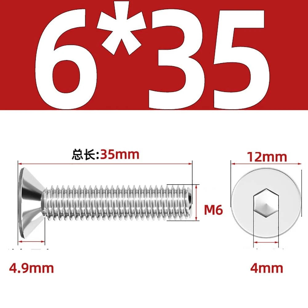 A4 Stainless Steel Countersunk Hex Socket Screws – Marine Grade, M2 to M16 (DIN 7991)