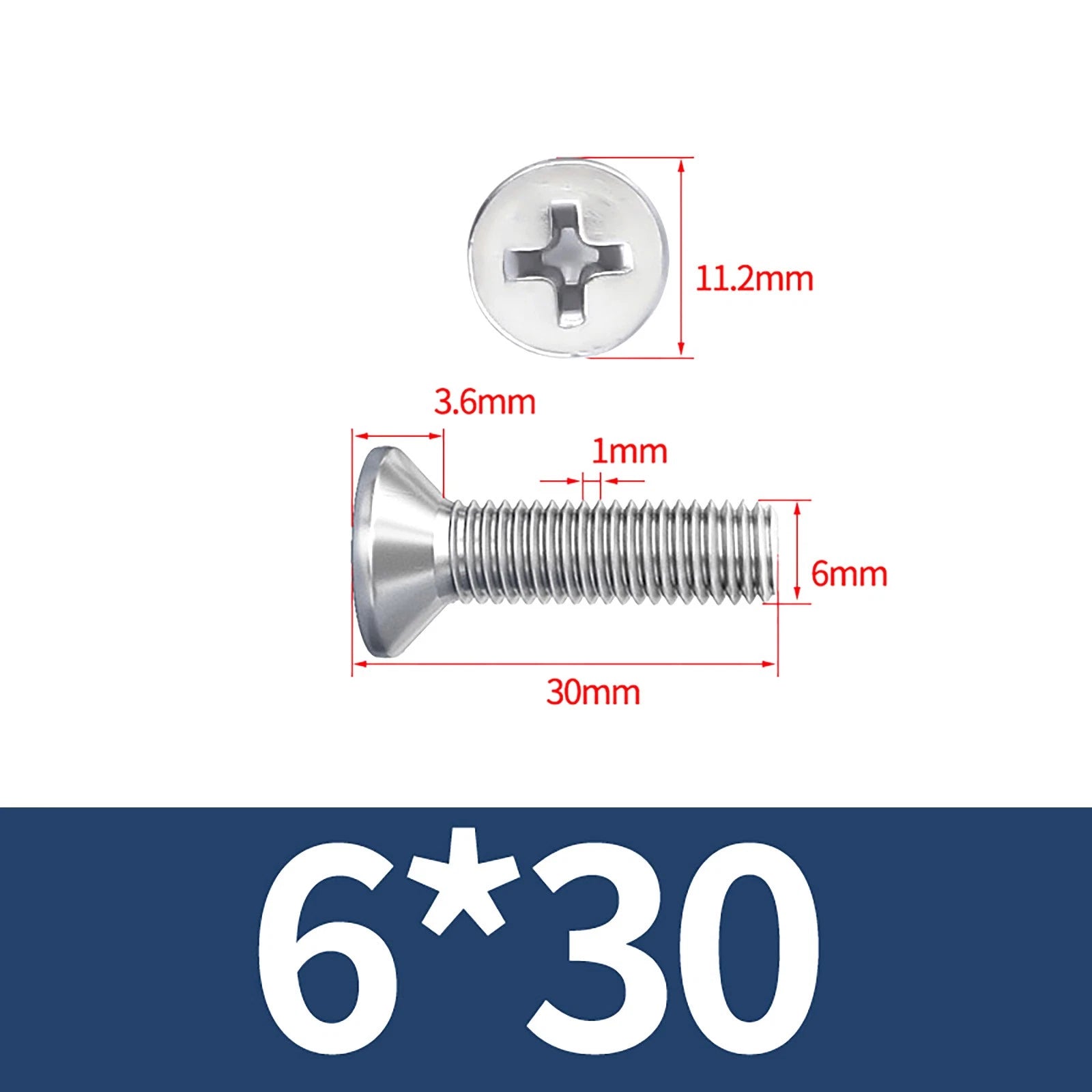 M3–M10 Phillips Countersunk Machine Screws – A2 Stainless Steel, Flat Head, Fully Threaded (3–100mm Overall Length)