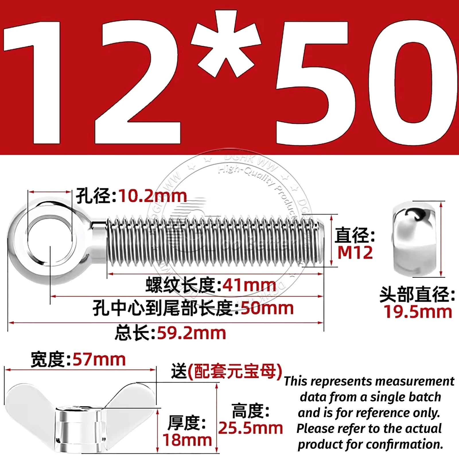 Eye Bolts with Nut — Forged Stainless Steel Threaded Ring Hanging Screws
