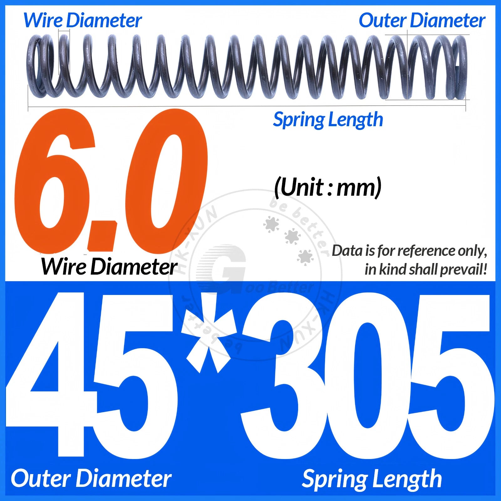 Length 305mm Compression Spring Pressure Springs OD 3-60mm Wire Dia 0.3mm-6.0mm