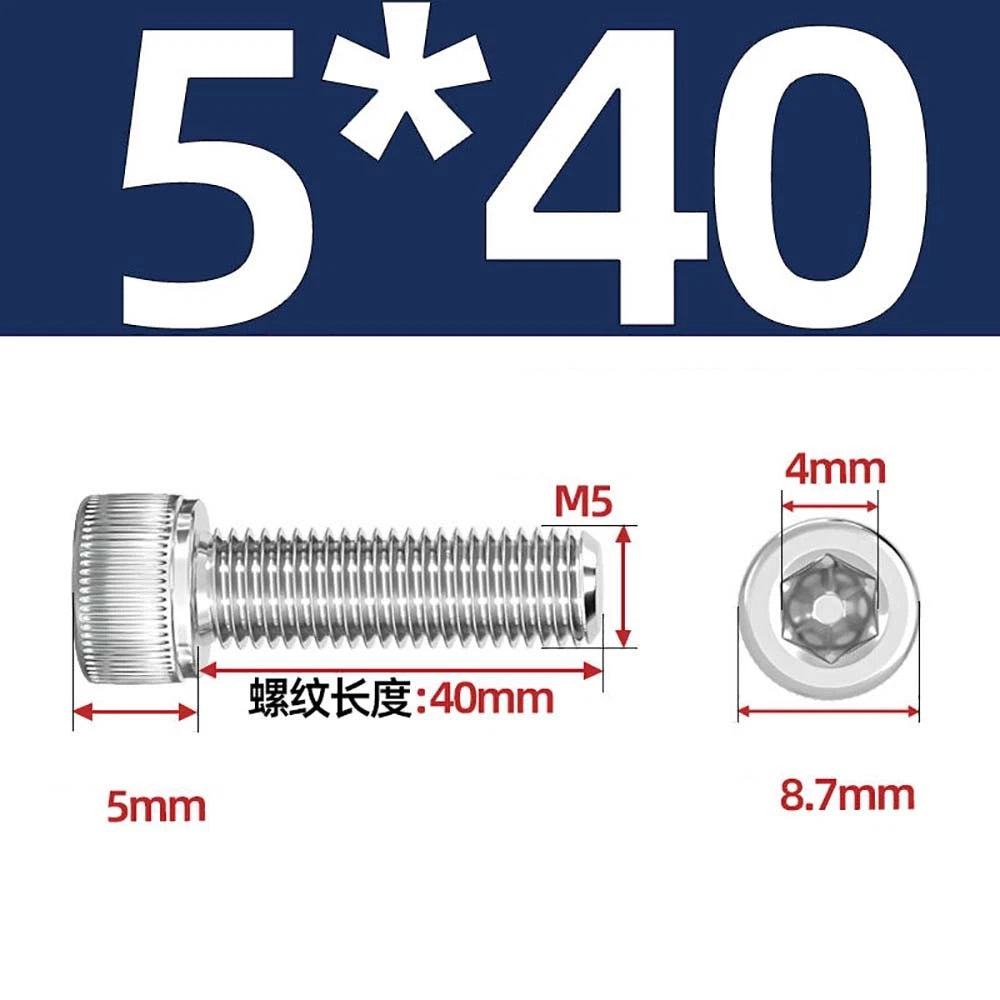 M3 M4 M5 Socket Head Cap Screws – A2 Stainless Steel, High Strength & Corrosion Resistant