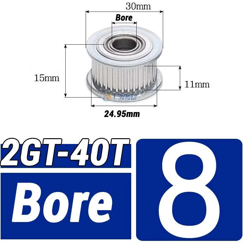 GT2 Timing Belt Pulley 16-100 Teeth 6-10mm Teeth Width Bore 3mm-25mm For 3D
