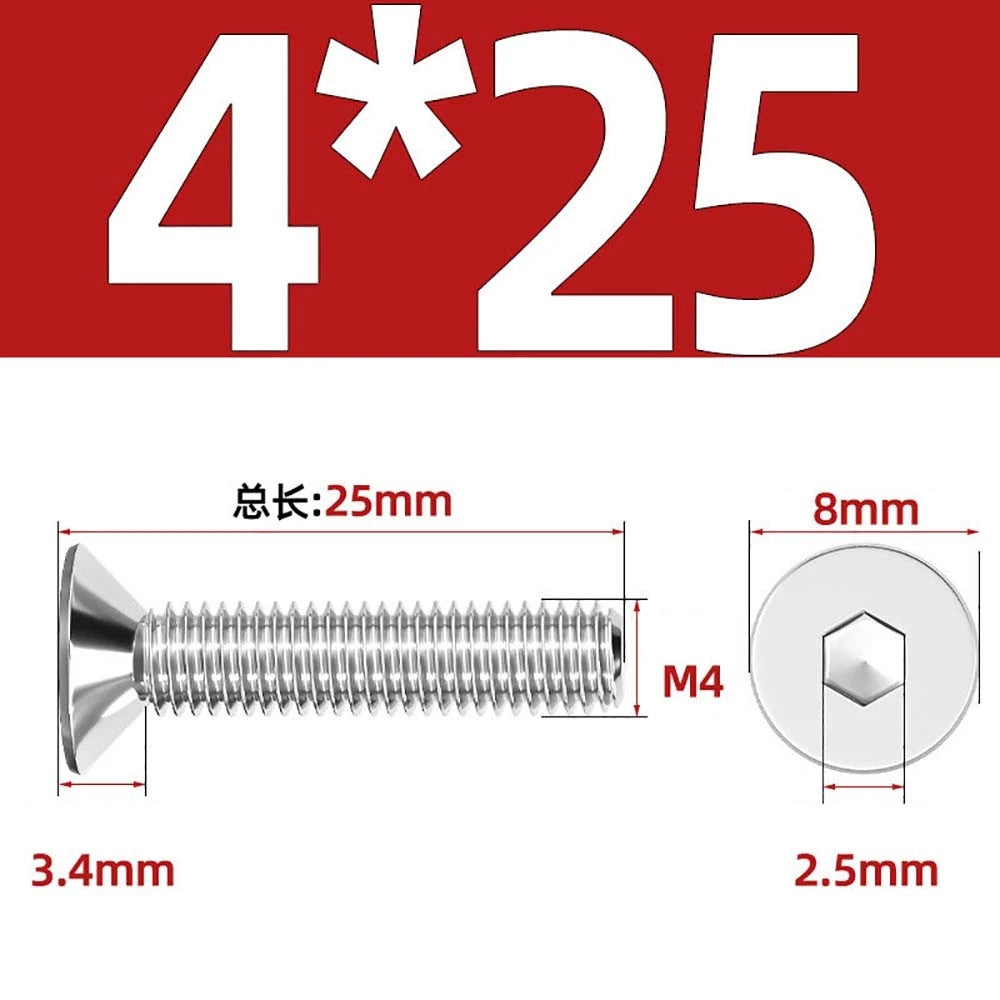 Countersunk Hex Socket Screws – A2 Stainless Steel, M2 to M16, DIN 7991, Fully Threaded