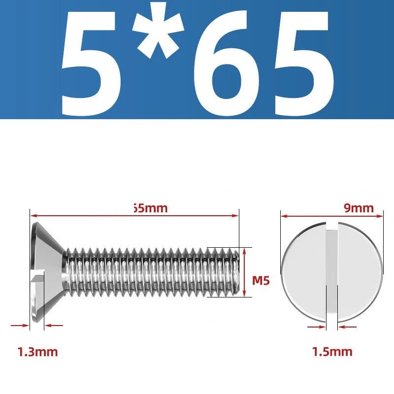A2 Stainless Steel Slotted Countersunk Machine Screws — M1.6 to M10, Flat Head CSK Bolts - HomeDIYer