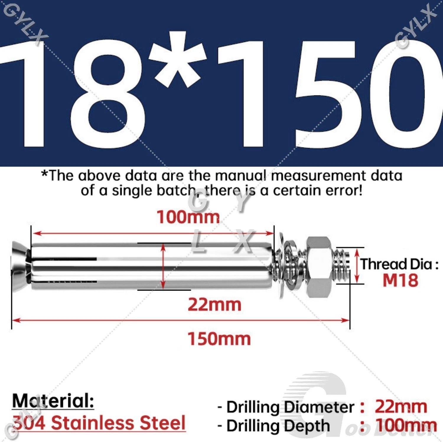 Concrete Expansion Bolts Wall Anchor Screws — M6 to M20 | Stainless Steel & Zinc Plated