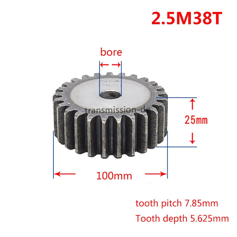 Mod 2/2.5/3/4/5 Spur Gear 10T-63T 45# Steel Pinion Gear Metal Gear Thick 20-40mm