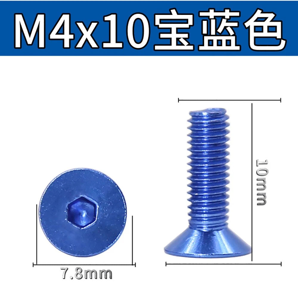 M3.5 / M4 Countersunk Hex Socket Screws — Anodized Aluminum Alloy, 10 Colors