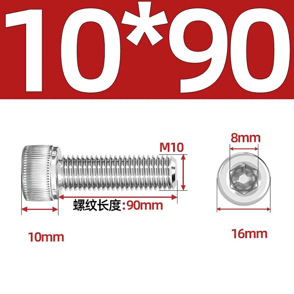Socket Head Cap Screws – A2 Stainless Steel, M6 to M24, Hex Drive (DIN 912)