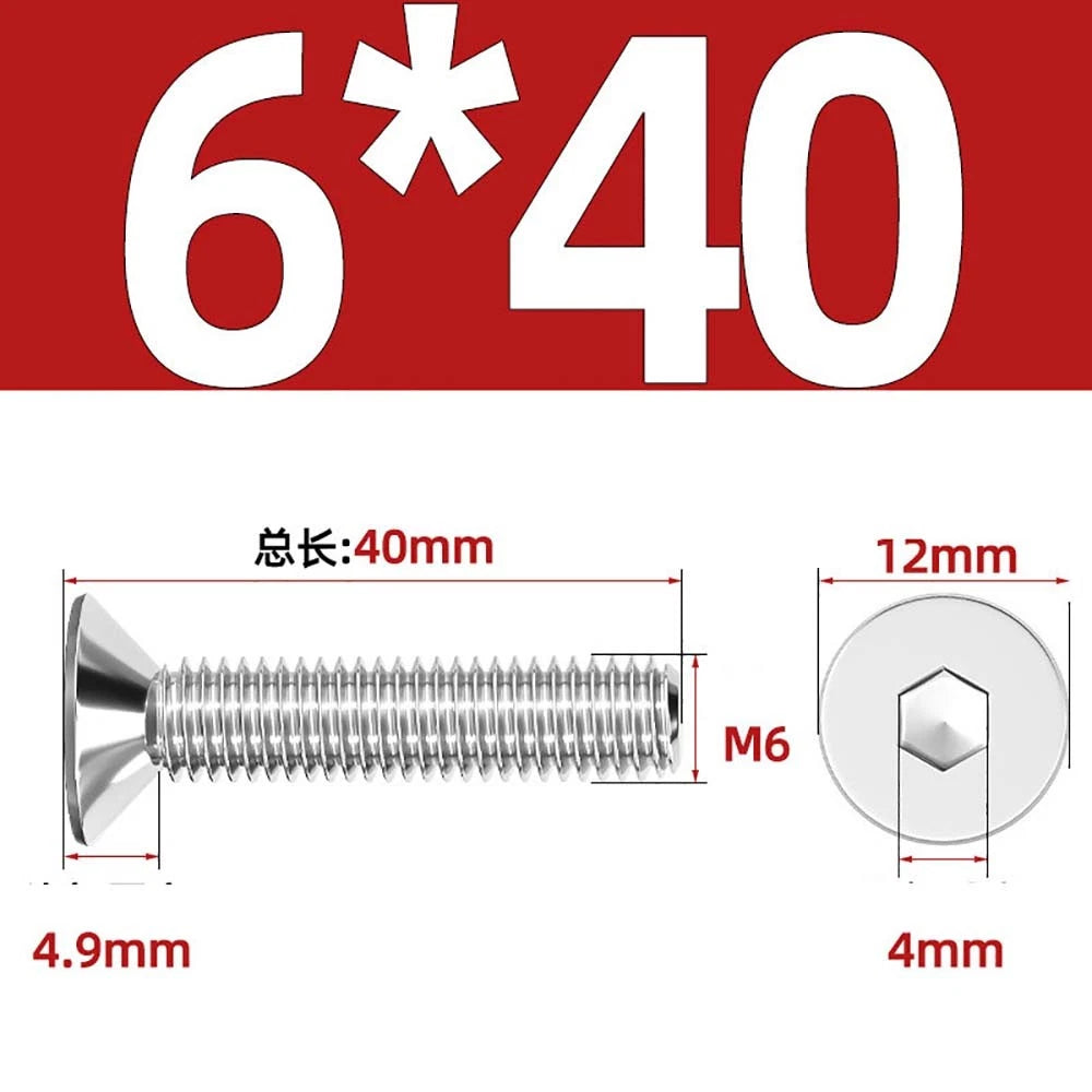 A4 Stainless Steel Countersunk Hex Socket Screws – Marine Grade, M2 to M16 (DIN 7991)
