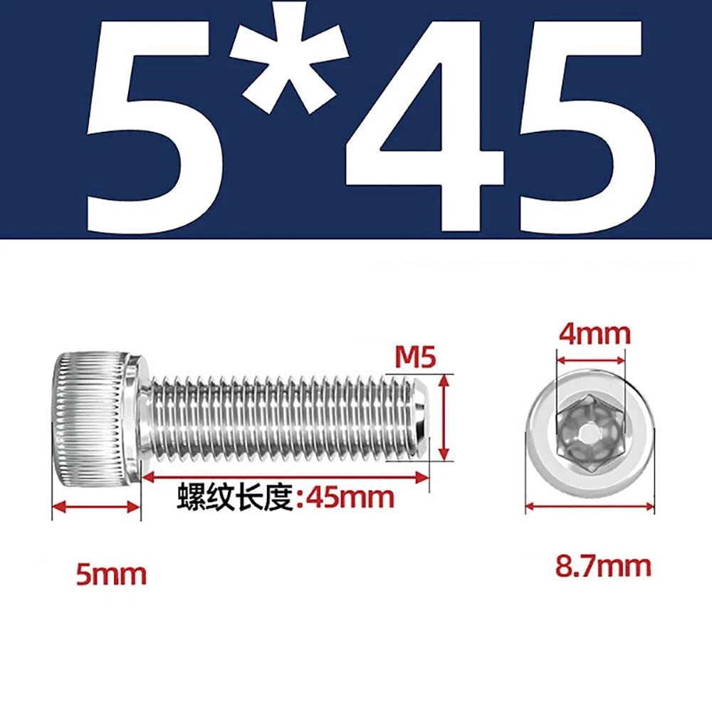 M3 M4 M5 Socket Head Cap Screws – A2 Stainless Steel, High Strength & Corrosion Resistant