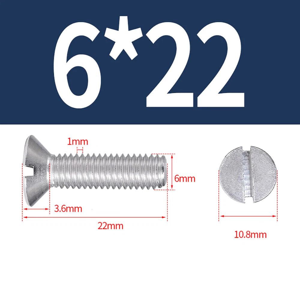 M1.6–M8 A2 Stainless Steel Flat Head Slotted Machine Screws | Countersunk Bolts