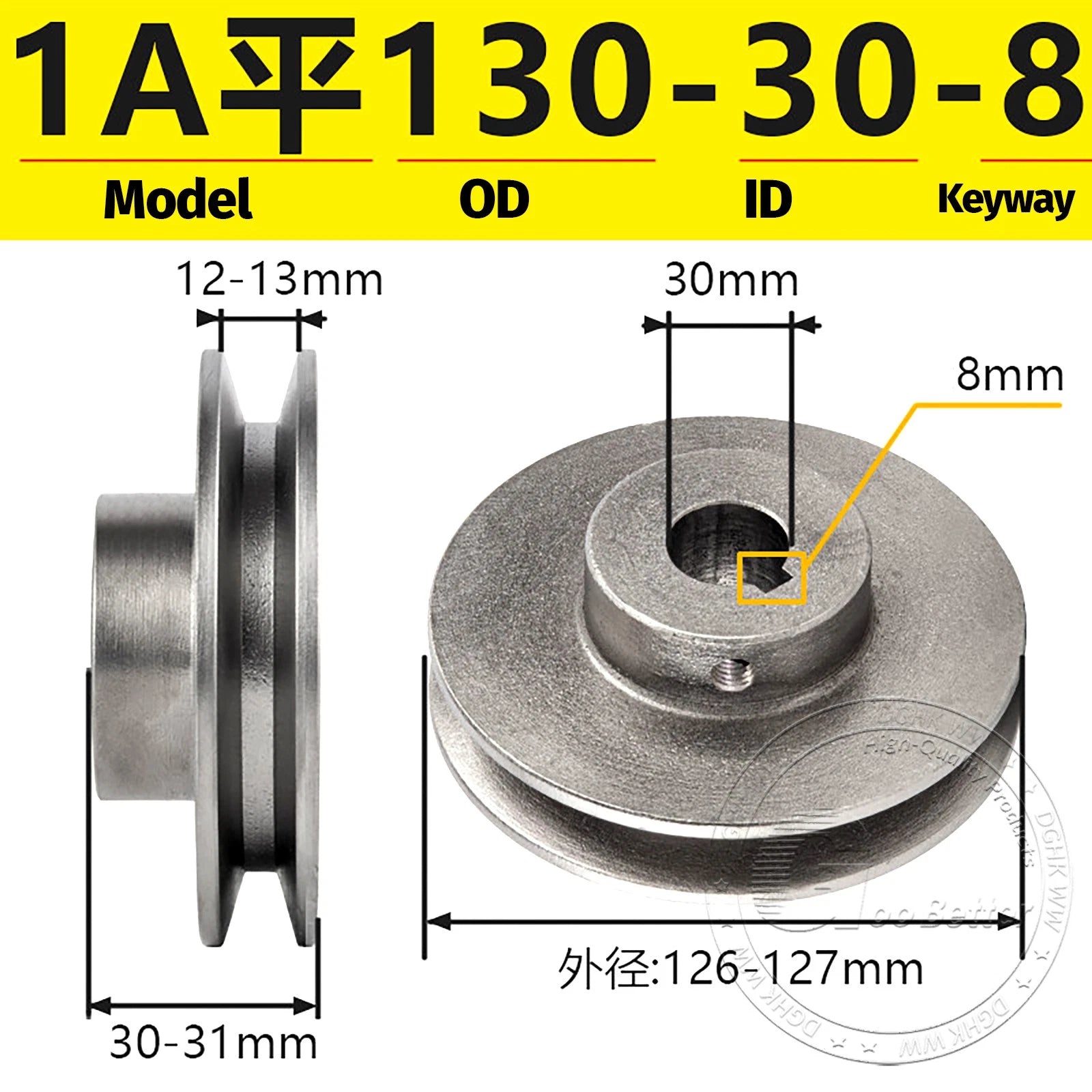 Cast Iron Drive Pulley Single Groove 1A Flat For A/V Belt Pulley OD 50mm-130mm