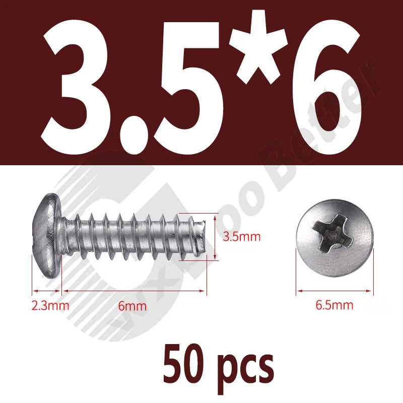 Pan Head Sheet Metal Screws Metric M1~M6 A2 Stainless Steel Sheet Metal Screws