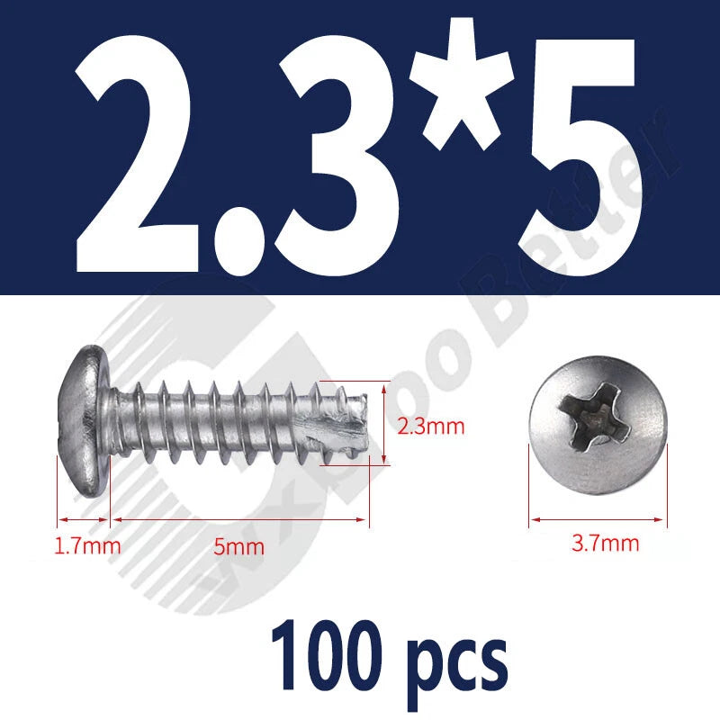 Pan Head Sheet Metal Screws Metric M1~M6 A2 Stainless Steel Sheet Metal Screws