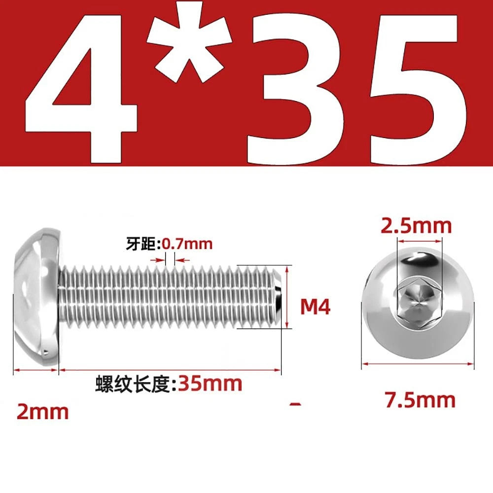 M1.6–M5 A2 Stainless Steel Button Head Socket Cap Screws – Round Pan Head, Hex Drive, Fully Threaded