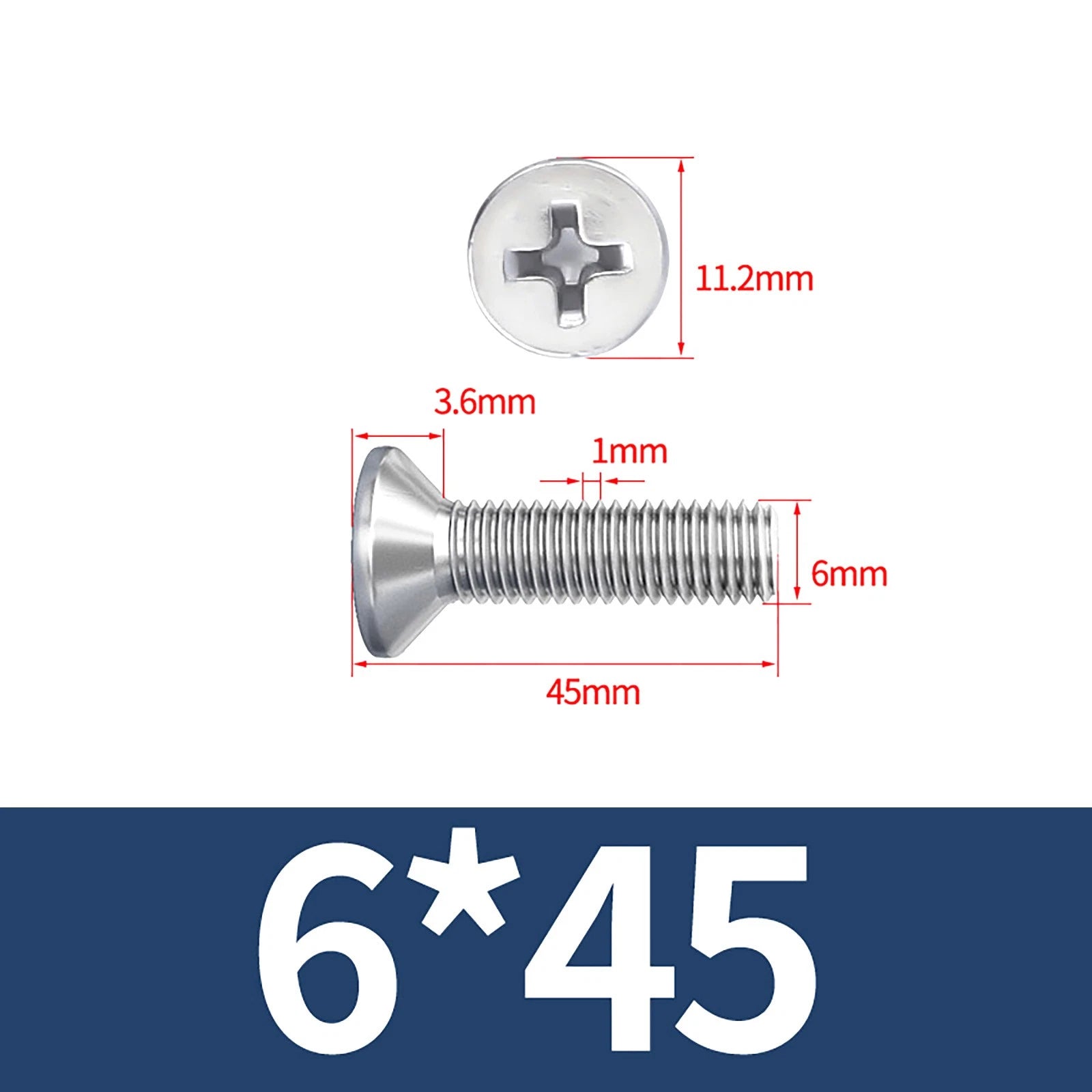 M3–M10 Phillips Countersunk Machine Screws – A2 Stainless Steel, Flat Head, Fully Threaded (3–100mm Overall Length)