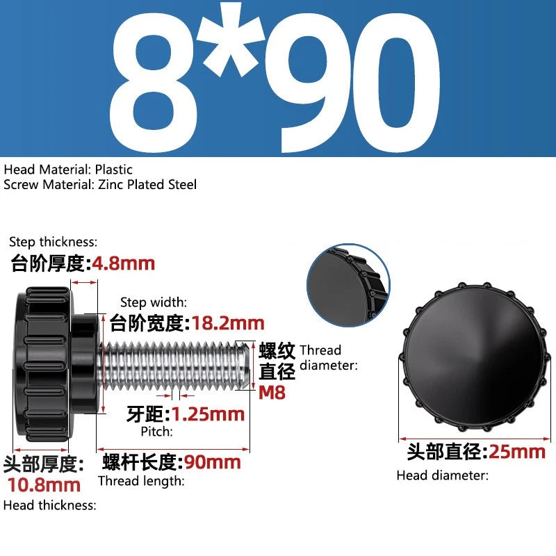 M3-M8 A2/304 Stainless Steel Plastic Knob Thumb Screws Hand Twist DIY Machinery