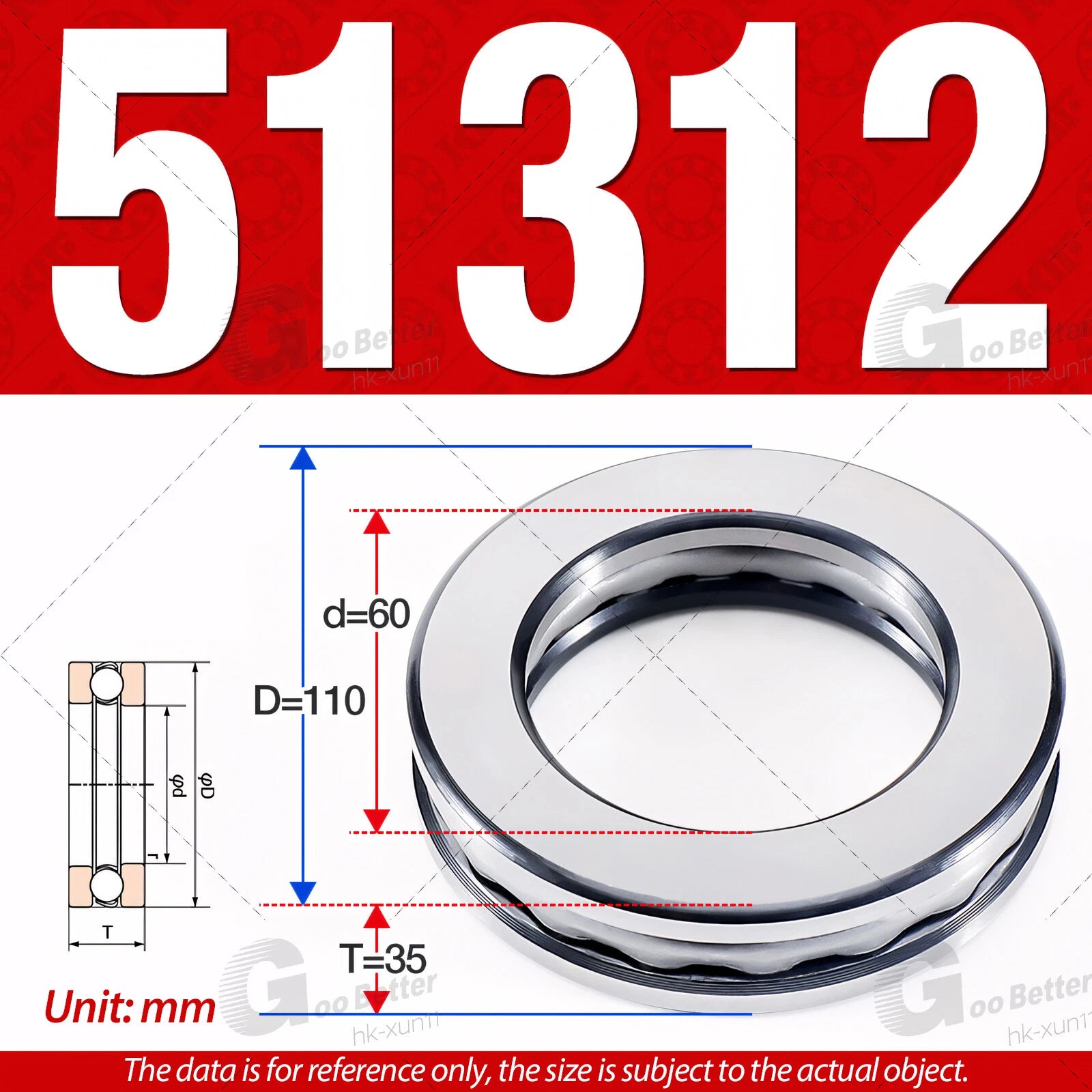 Plane Axial Ball Bearing Thrust Bearings F2-6M - F13-22M- 51100 - 51413 Series