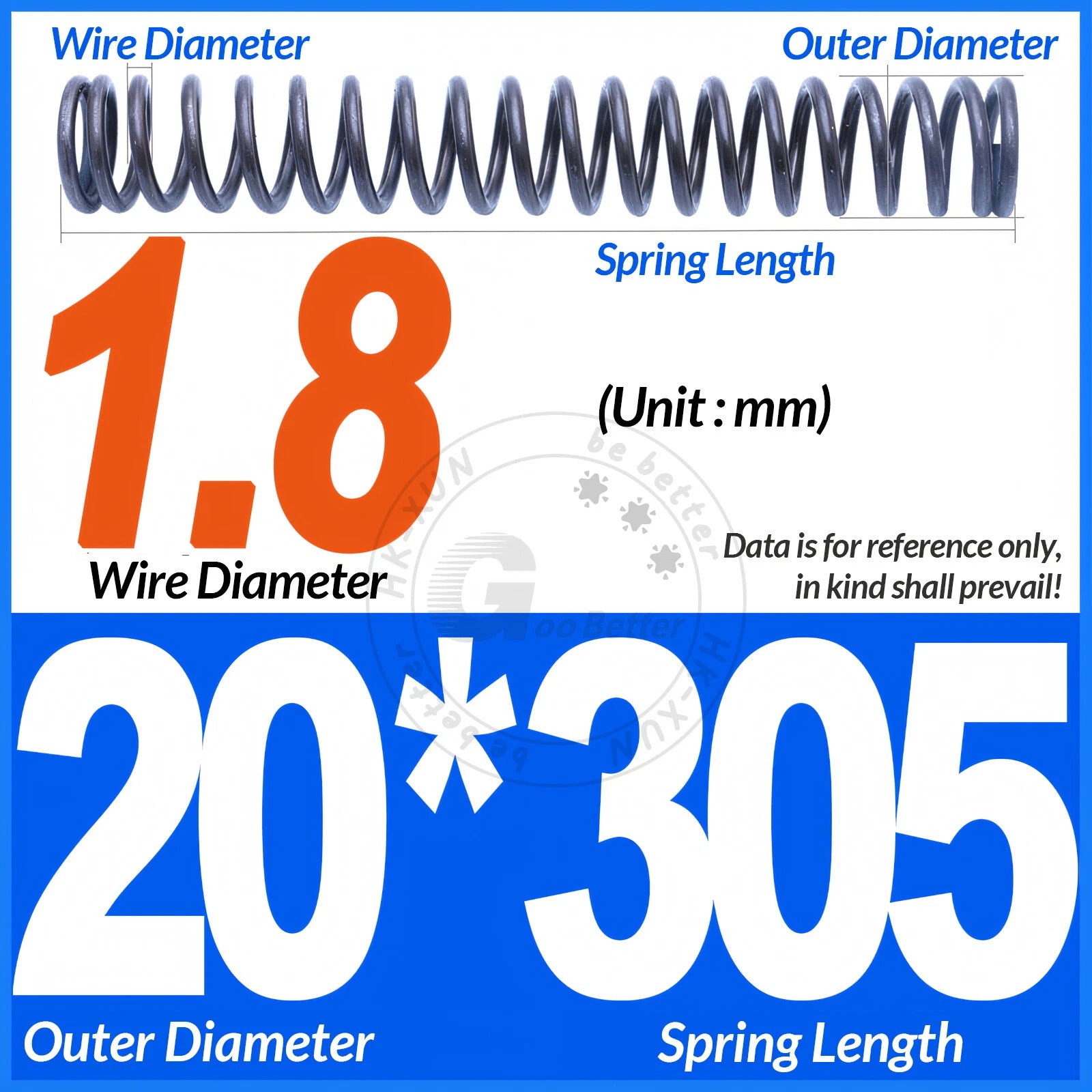 Length 305mm Compression Spring Pressure Springs OD 3-60mm Wire Dia 0.3mm-6.0mm