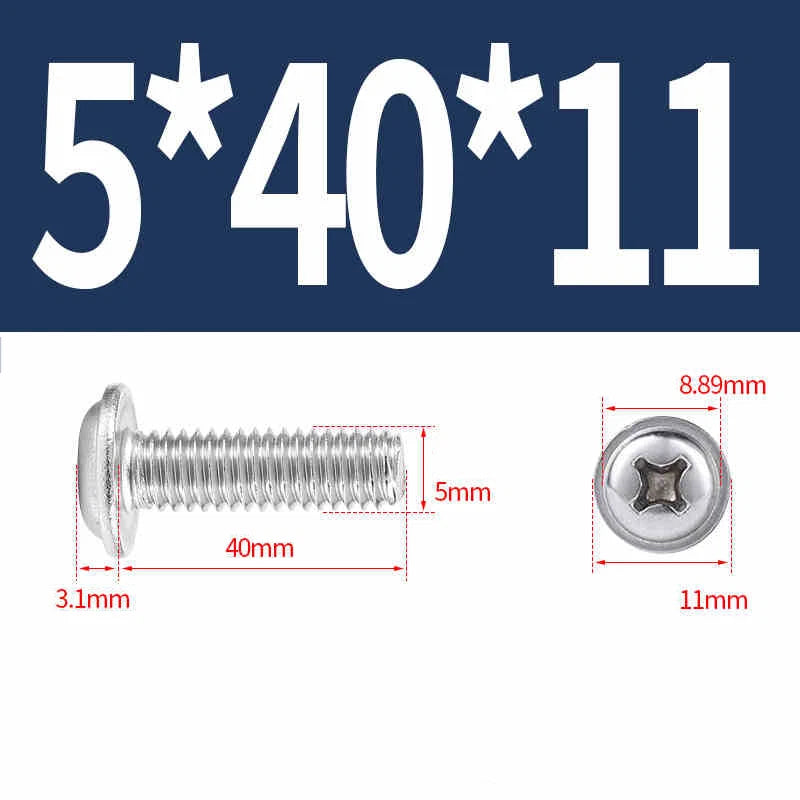 Phillips Flanged Pan Head Machine Screws – 304 / 316 Stainless Steel, Built‑in Washer (3–60mm Lengths)
