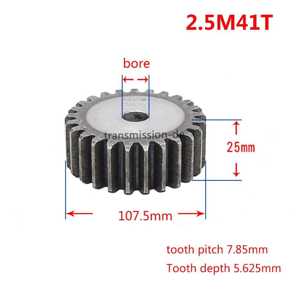 Mod 2/2.5/3/4/5 Spur Gear 10T-63T 45# Steel Pinion Gear Metal Gear Thick 20-40mm