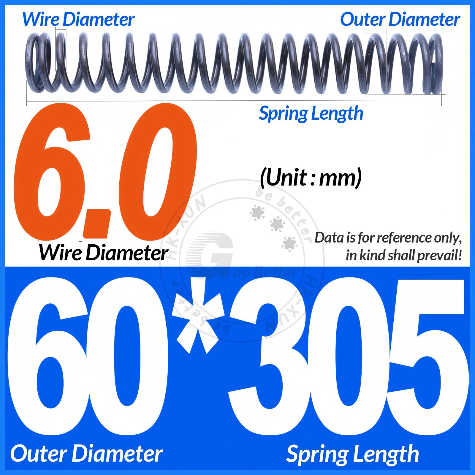 Length 305mm Compression Spring Pressure Springs OD 3-60mm Wire Dia 0.3mm-6.0mm