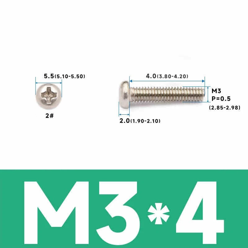 Phillips Pan Head Machine Screws – Carbon Steel M1 to M4, Multiple Lengths & Finishes