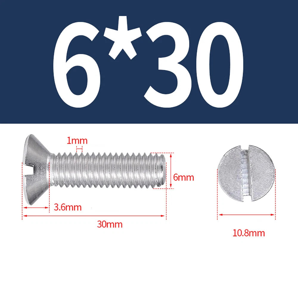 M1.6–M8 A2 Stainless Steel Flat Head Slotted Machine Screws | Countersunk Bolts