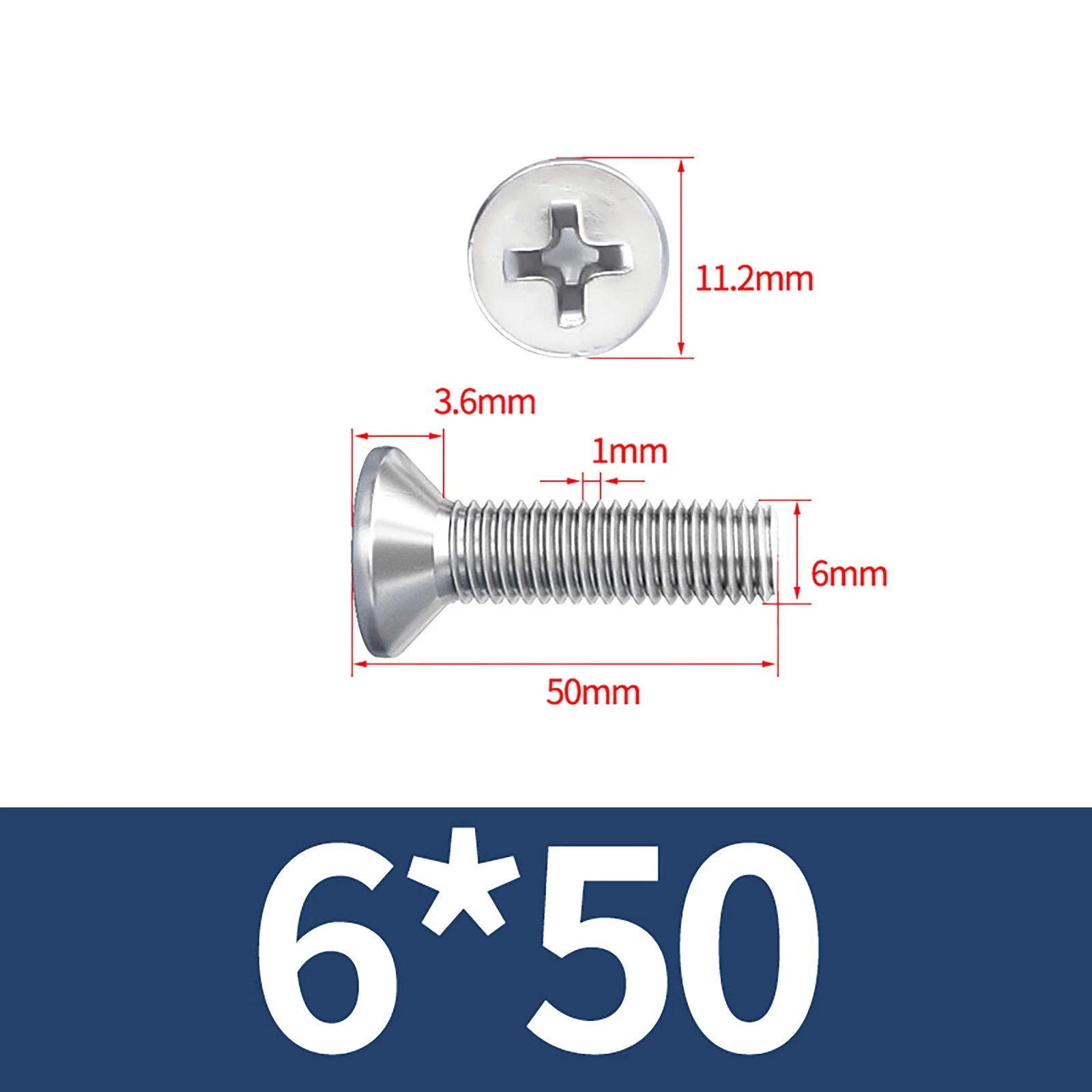 M3–M10 Phillips Countersunk Machine Screws – A2 Stainless Steel, Flat Head, Fully Threaded (3–100mm Overall Length)