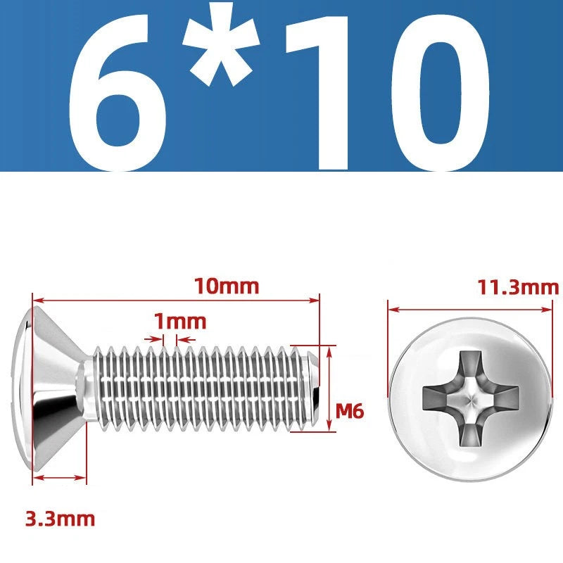Phillips Oval Head Machine Screws Stainless Steel — M1.6 to M10, All Sizes