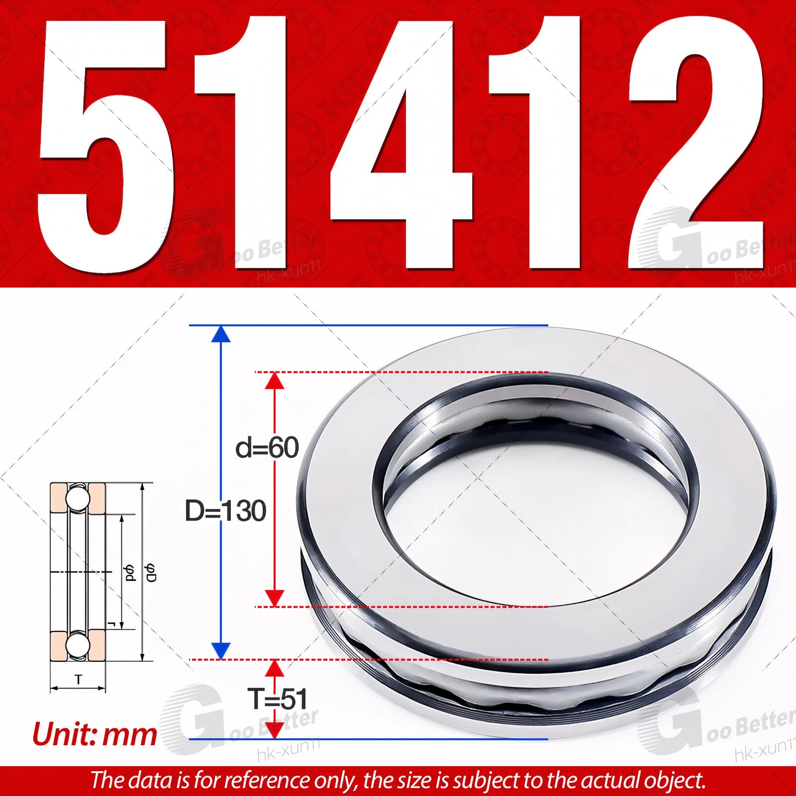 Plane Axial Ball Bearing Thrust Bearings F2-6M - F13-22M- 51100 - 51413 Series