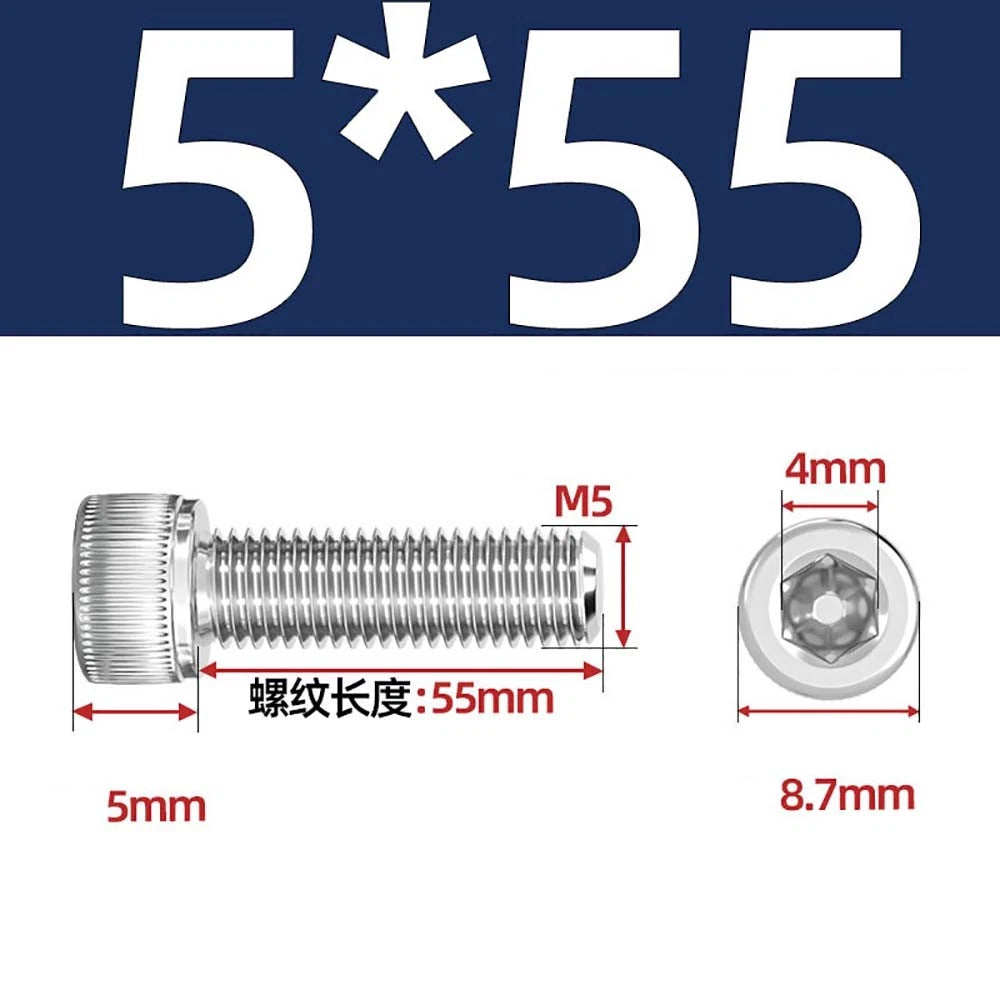 M3 M4 M5 Socket Head Cap Screws – A2 Stainless Steel, High Strength & Corrosion Resistant
