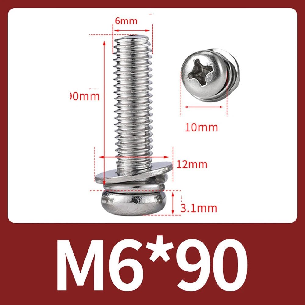 M2–M10 Phillips Button Head Machine Screws — 304 Stainless Steel - HomeDIYer