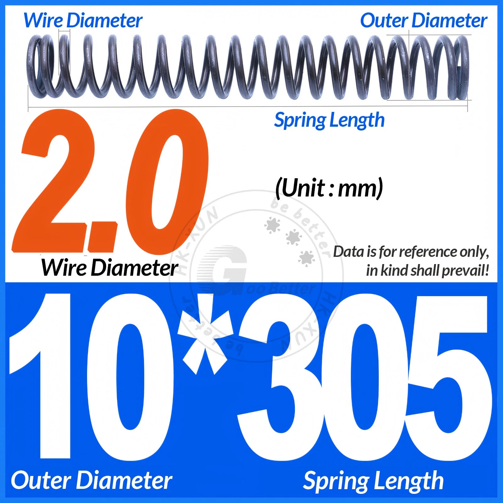 Length 305mm Compression Spring Pressure Springs OD 3-60mm Wire Dia 0.3mm-6.0mm