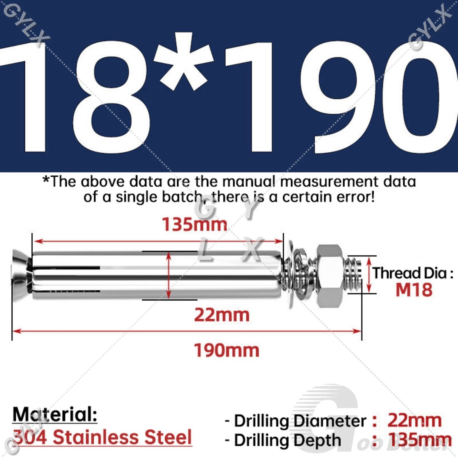 Concrete Expansion Bolts Wall Anchor Screws — M6 to M20 | Stainless Steel & Zinc Plated