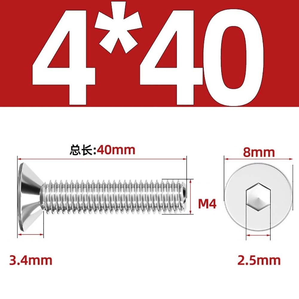 Countersunk Hex Socket Screws – A2 Stainless Steel, M2 to M16, DIN 7991, Fully Threaded