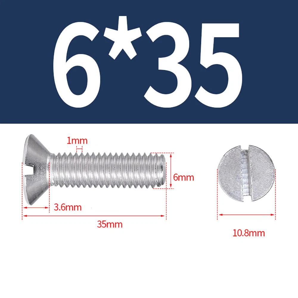 M1.6–M8 A2 Stainless Steel Flat Head Slotted Machine Screws | Countersunk Bolts
