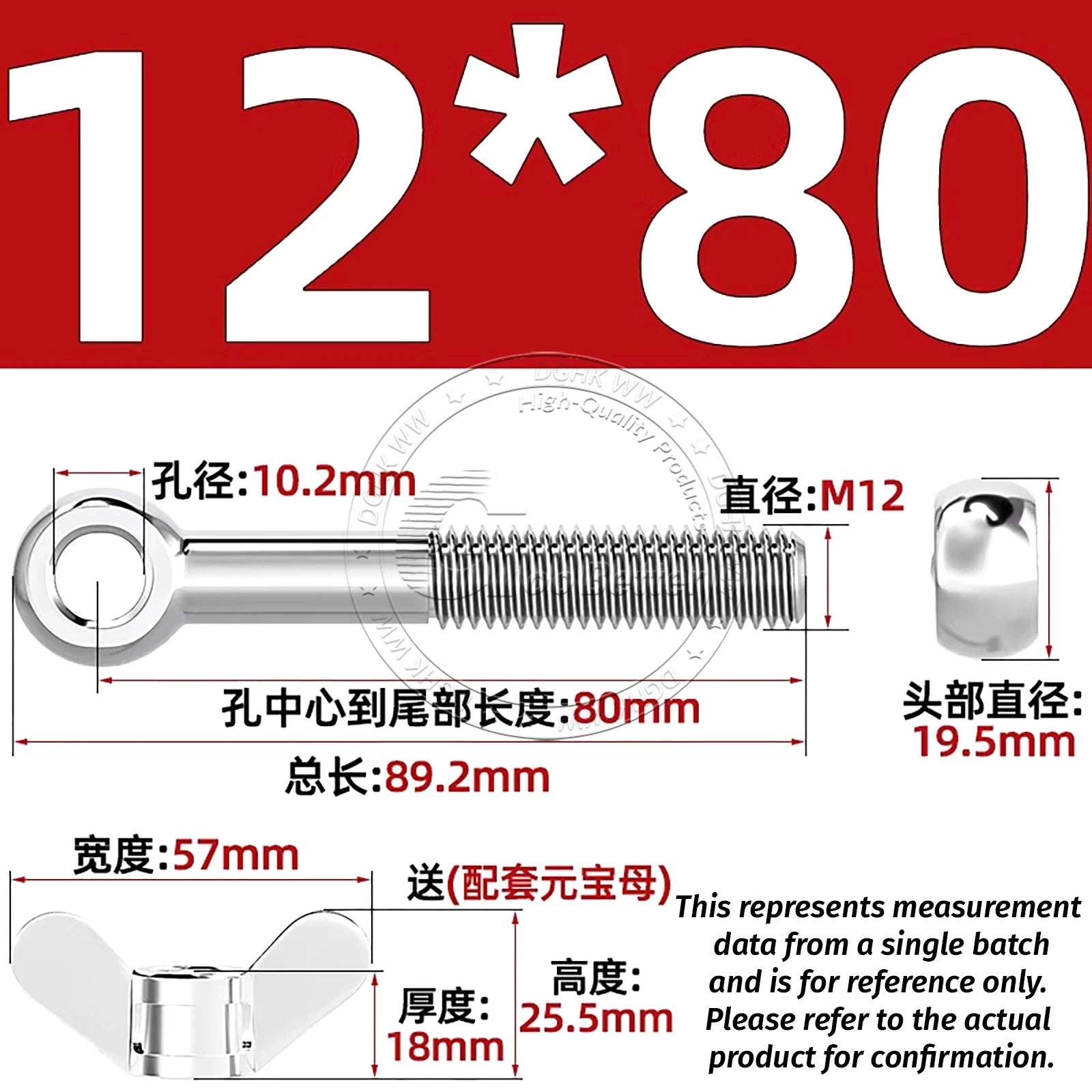 Eye Bolts with Nut — Forged Stainless Steel Threaded Ring Hanging Screws