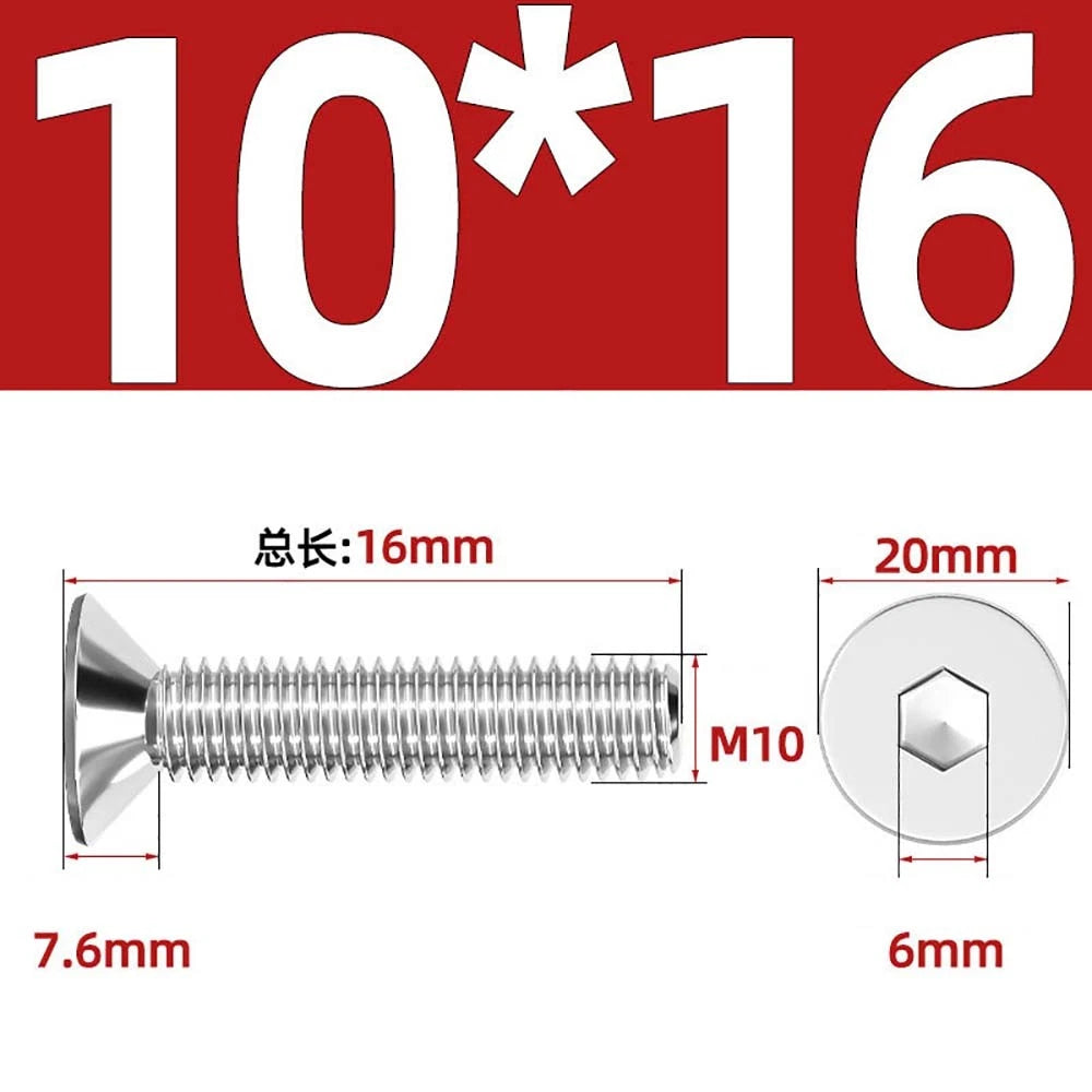Countersunk Hex Socket Screws – A2 Stainless Steel, M2 to M16, DIN 7991, Fully Threaded