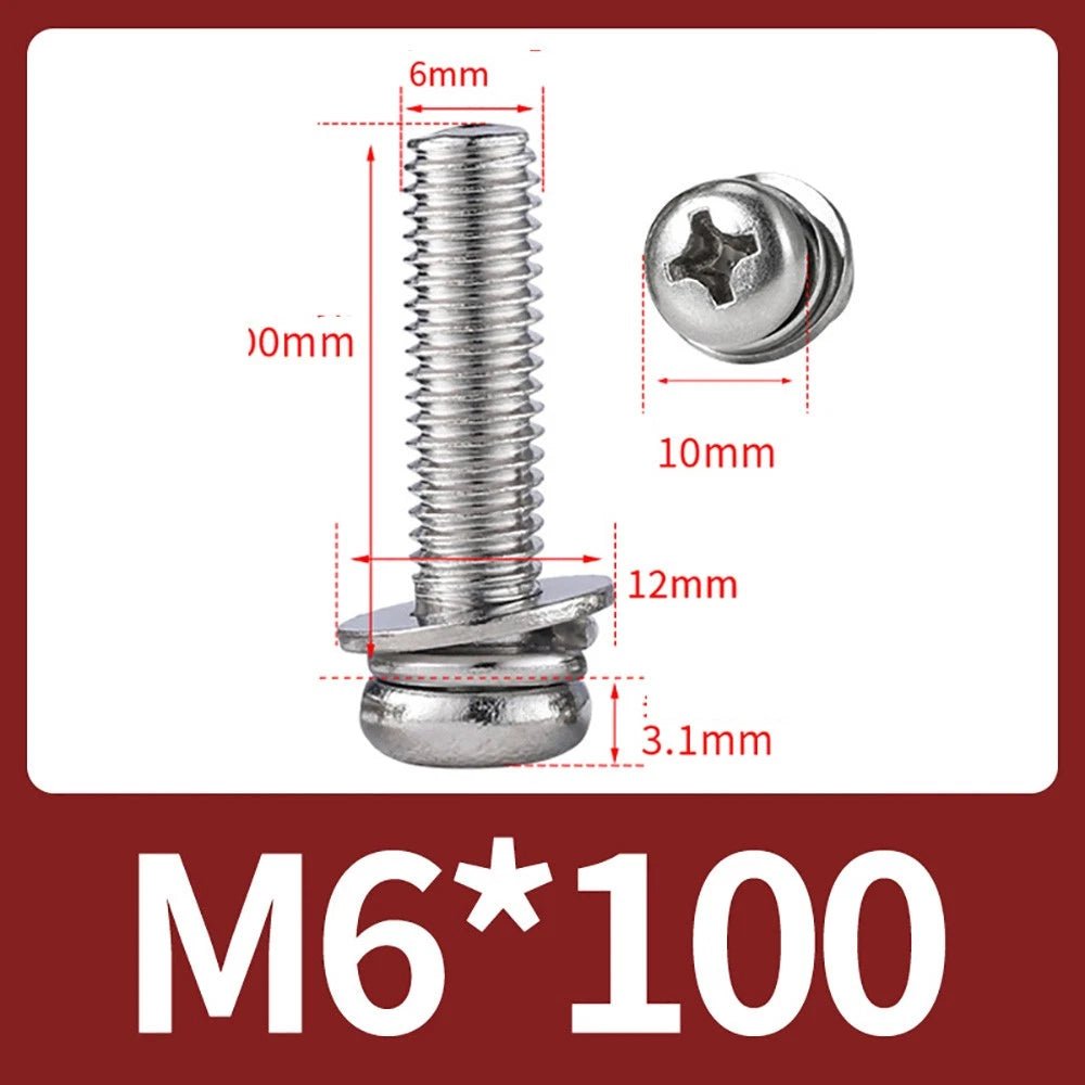 M2–M10 Phillips Button Head Machine Screws — 304 Stainless Steel - HomeDIYer