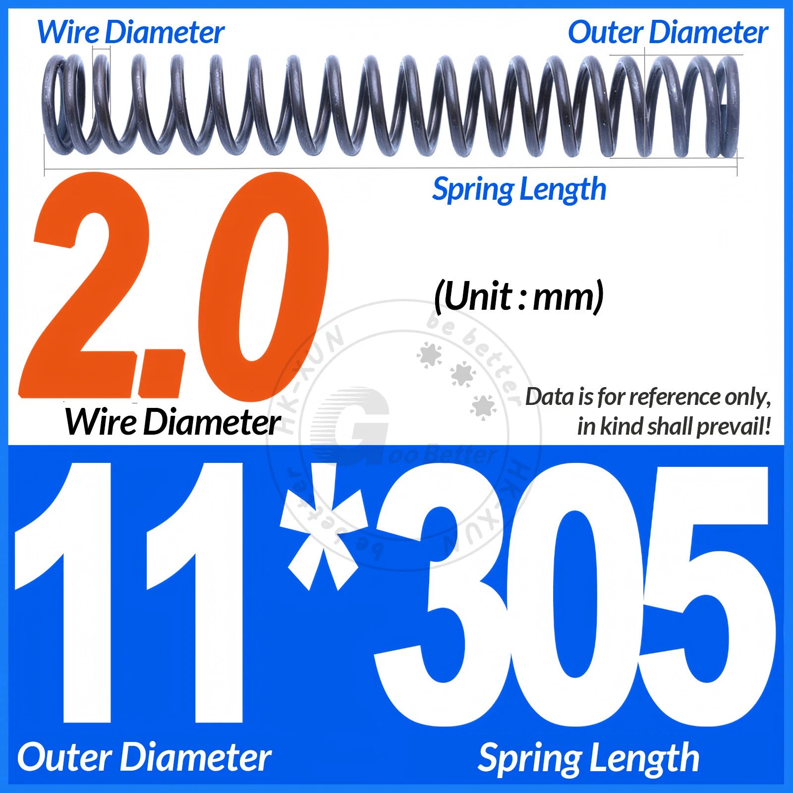 Length 305mm Compression Spring Pressure Springs OD 3-60mm Wire Dia 0.3mm-6.0mm