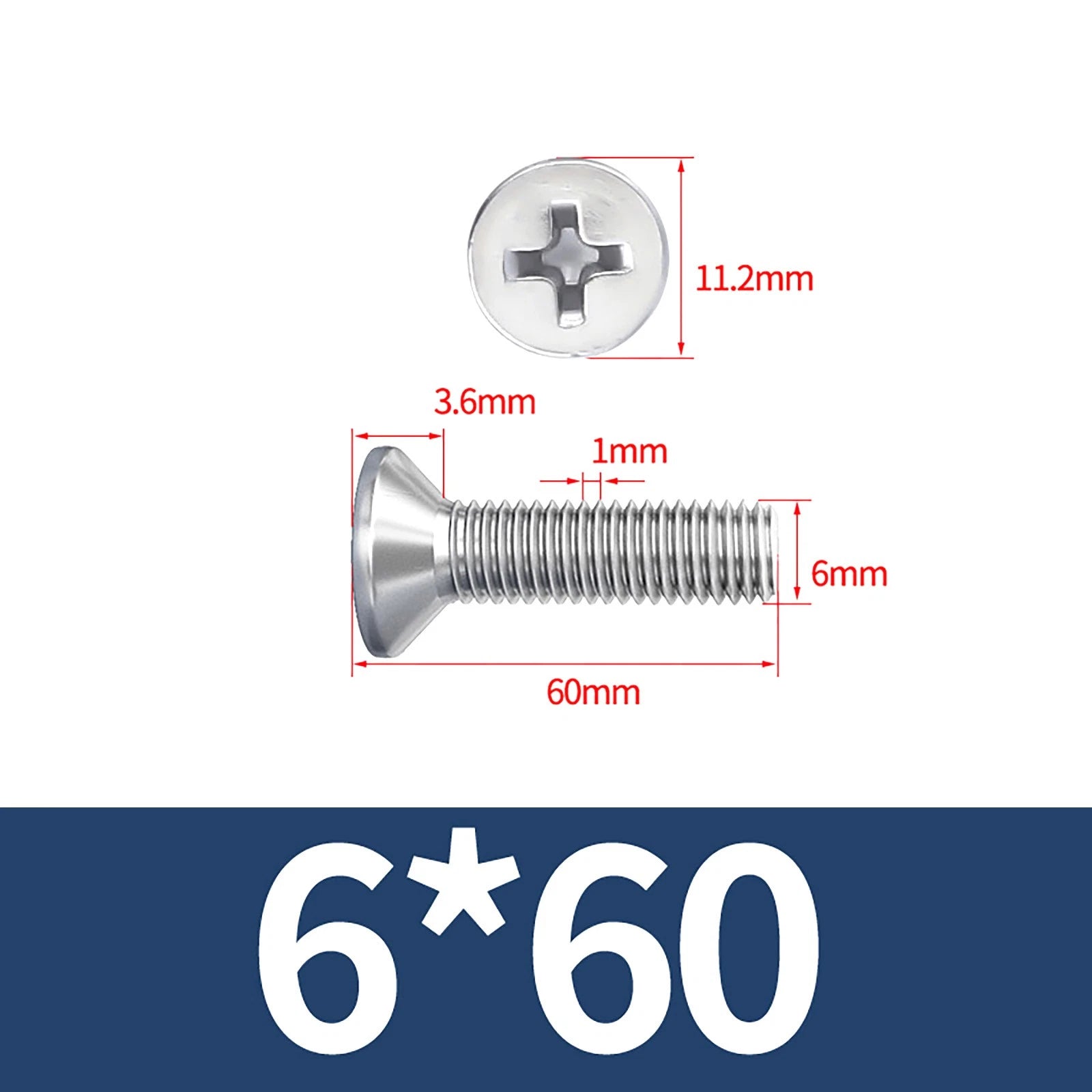 M3–M10 Phillips Countersunk Machine Screws – A2 Stainless Steel, Flat Head, Fully Threaded (3–100mm Overall Length)