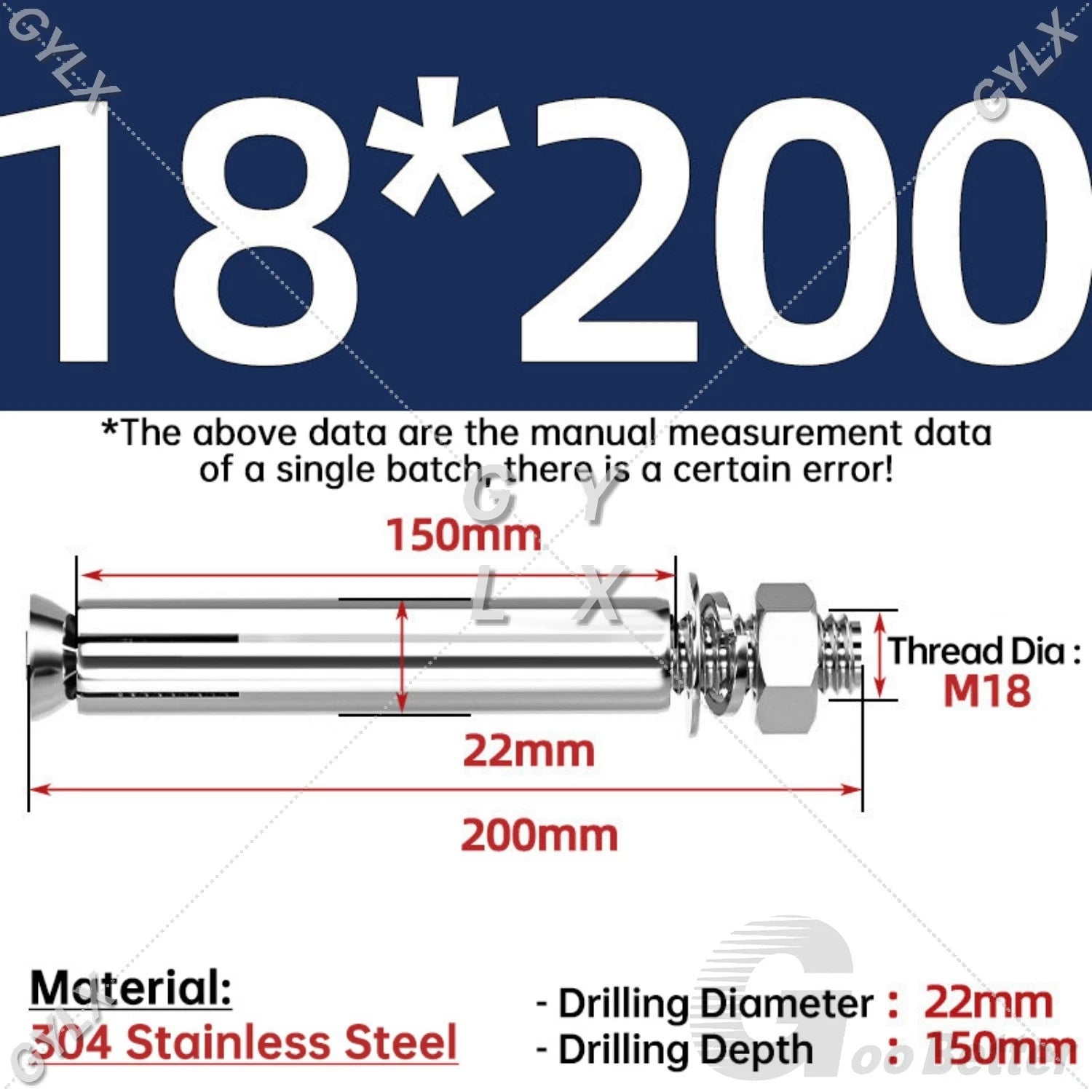 Concrete Expansion Bolts Wall Anchor Screws — M6 to M20 | Stainless Steel & Zinc Plated