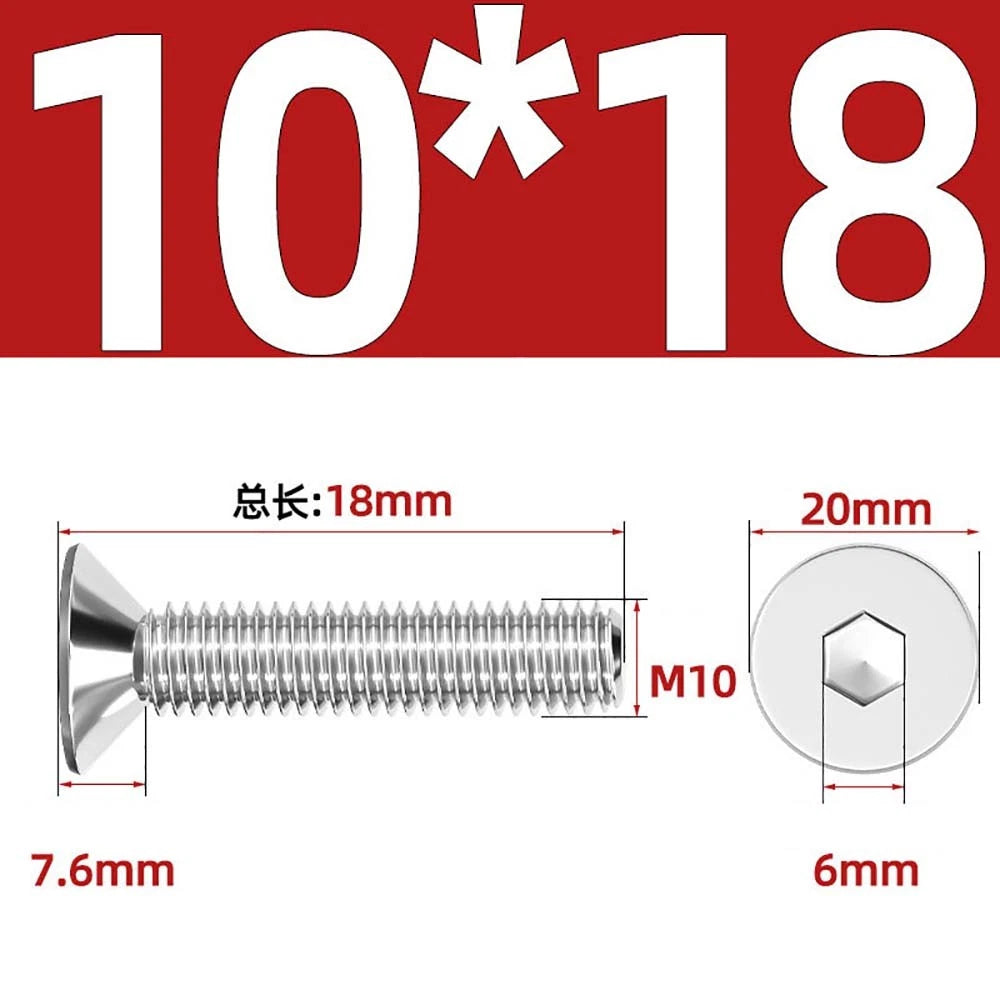 Countersunk Hex Socket Screws – A2 Stainless Steel, M2 to M16, DIN 7991, Fully Threaded
